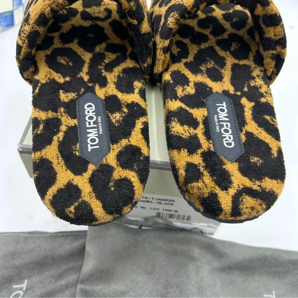 Men’s tom Ford leopard print Terry sandals size 10 made in Italy